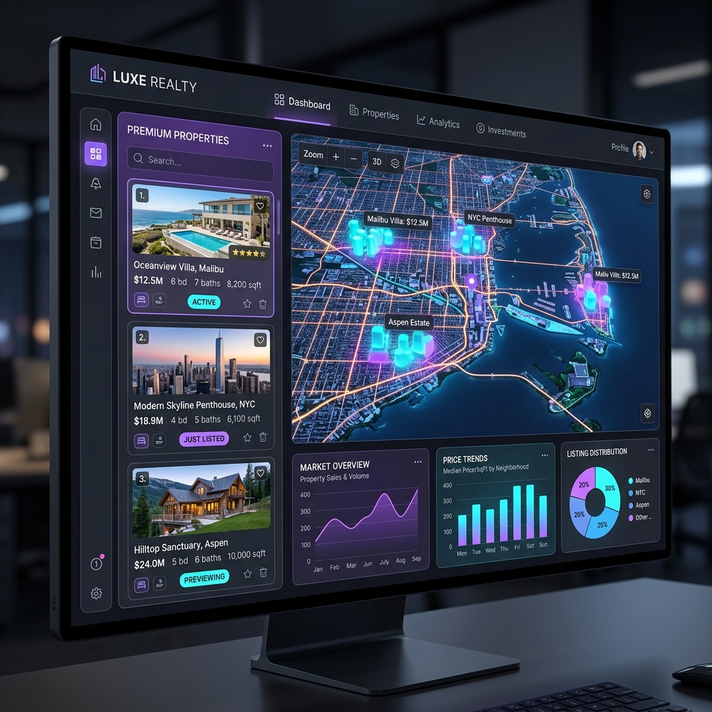 Ainet Real Estate Dashboard Mockup